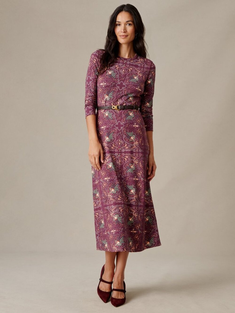 J McLaughlin Georgina Dress in Baroque Medallion - Brown/Multi NEW